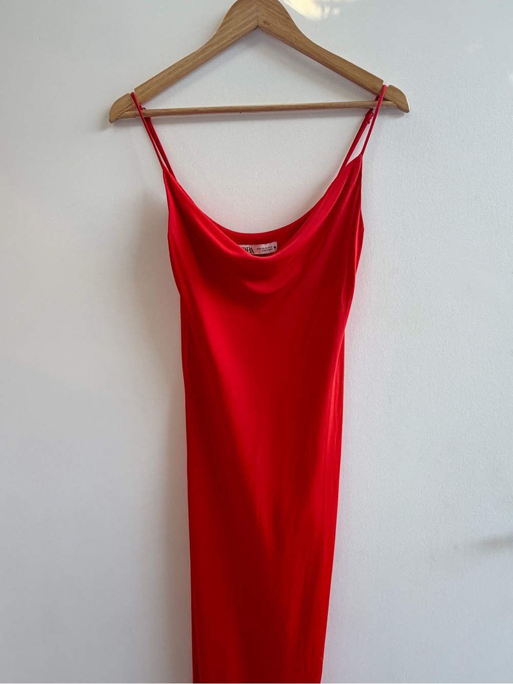 Zara Red Satin Cowl Slip Dress